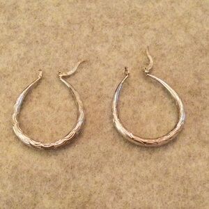 925 Sterling Silver Textured Hoop Earrings